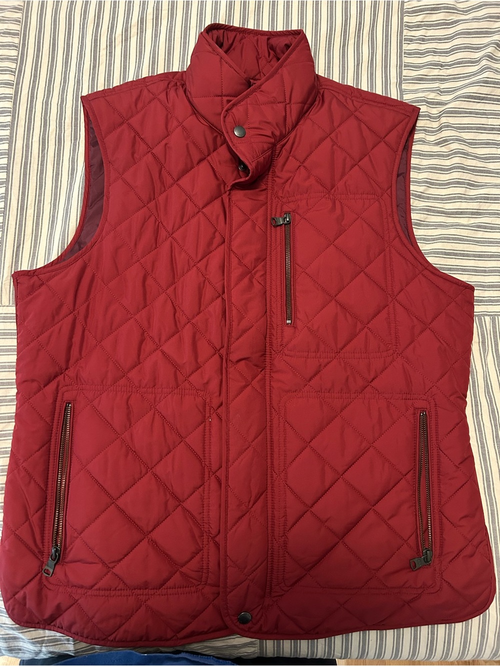 Banana Republic Red Quilted Vest with Puffer Collar